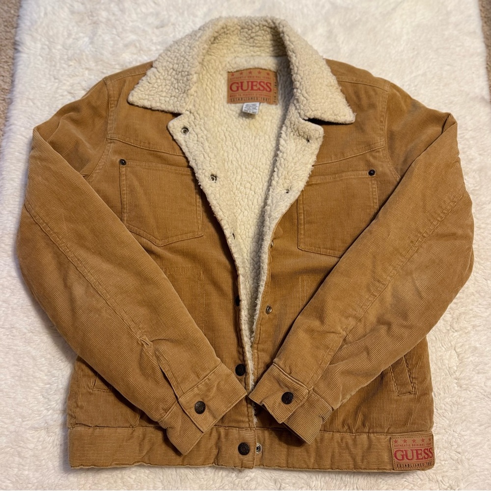Guess Tan Corduroy Jacket with Sherpa/Faux Fur - Picture 2 of 7